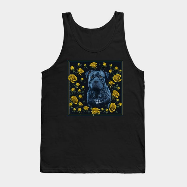 Staffordshire bull terrier yellow roses Tank Top by xlhombat